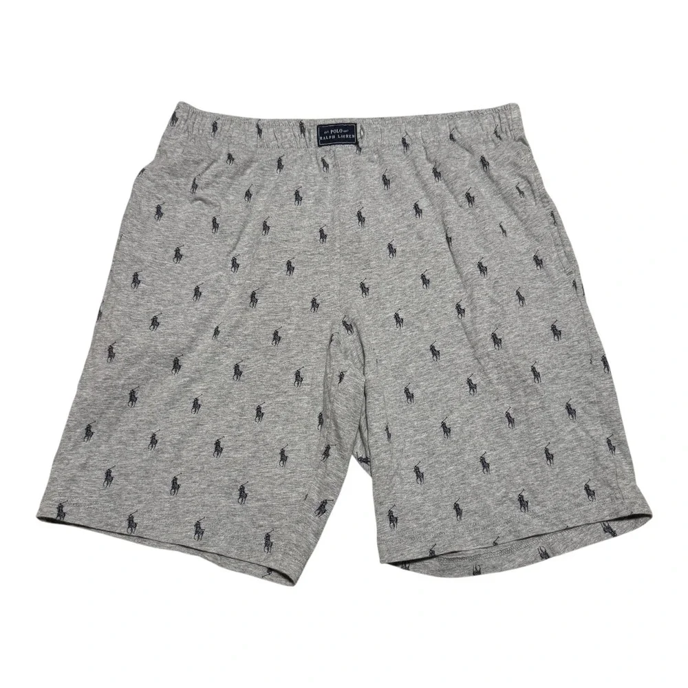 Polo Ralph Lauren Gray All Over‎ Print Pony Logo Sleepwear Shorts Men's Medium